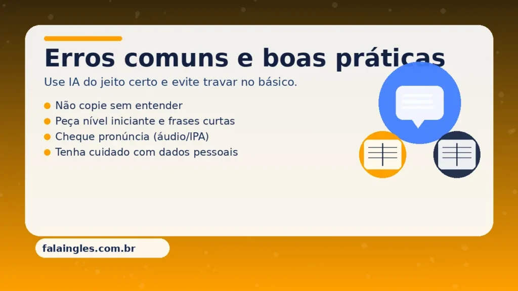 Erros comuns ao aprender inglês com IA e dicas de segurança