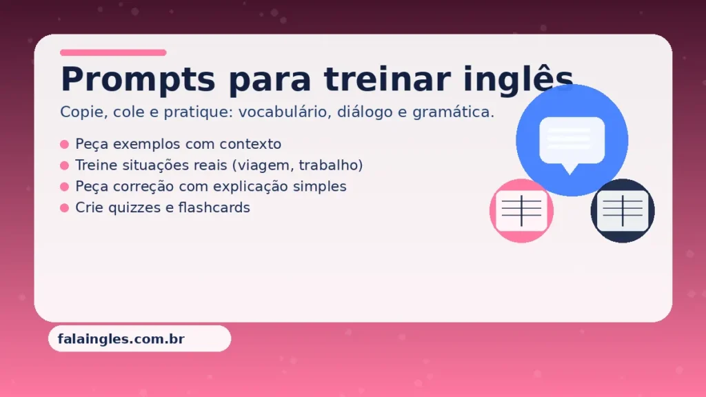 Prompts para praticar inglês com IA: conversação e correção