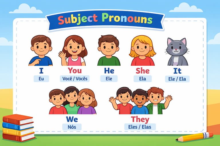 Tabela de pronomes pessoais em inglês I You He She It We They