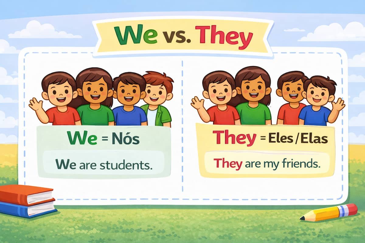 diferença entre we e they pronomes pessoais em ingles we are students they are my friends